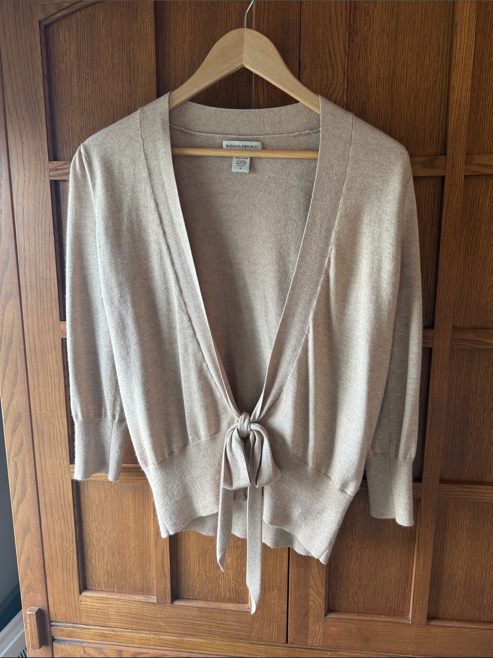 Banana Republic Light Beige Tie-Front Cardigan